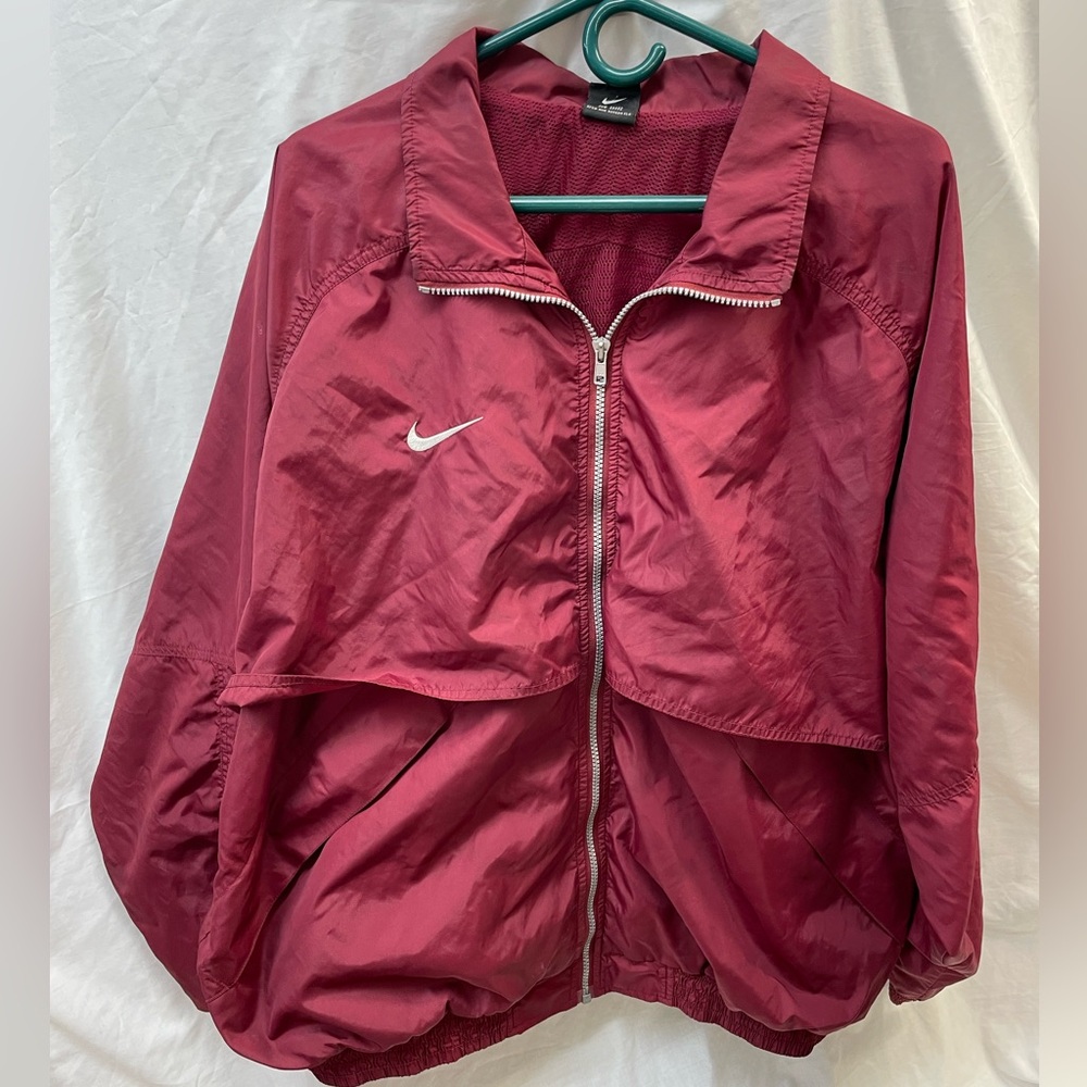 Nike men Burgundy Bomber Jacket windbreaker men sz XXL